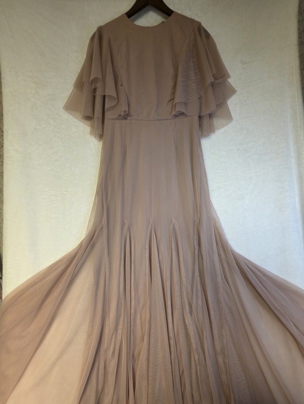 ASOS Dusty Rose Chiffon Maxi Dress with Flutter Sleeves Cut Out Back  Size US 6